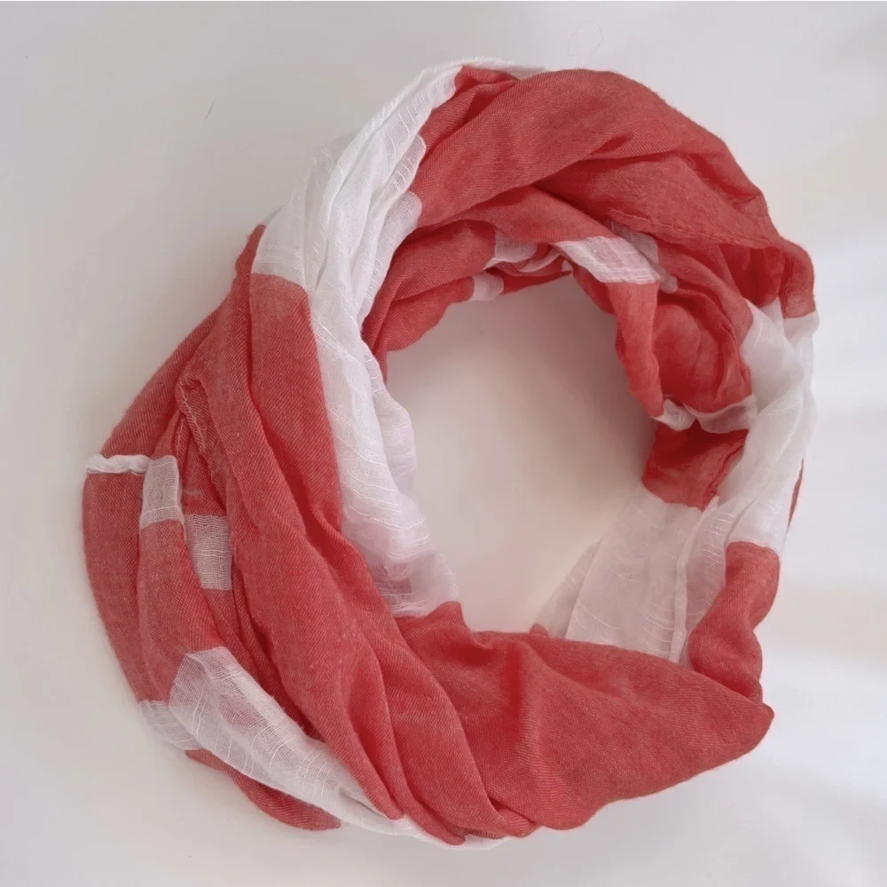 Do Everything in Love Lightweight Orange Coral White Infinity Scarf ONE SIZE